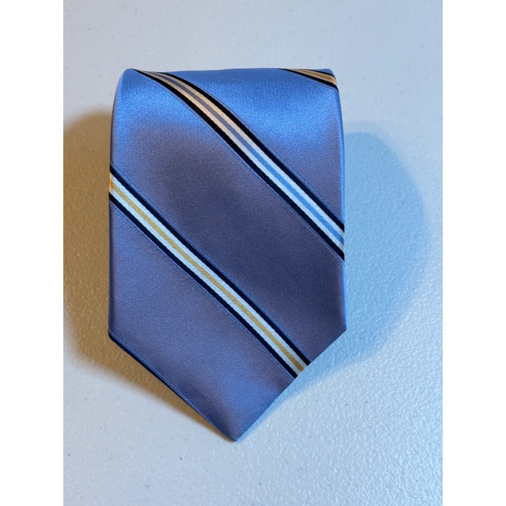 Tommy Hilfiger Men's Silk Stripe Necktie‎ Blue Yellow White Black Formal Note! - Picture 12 of 12